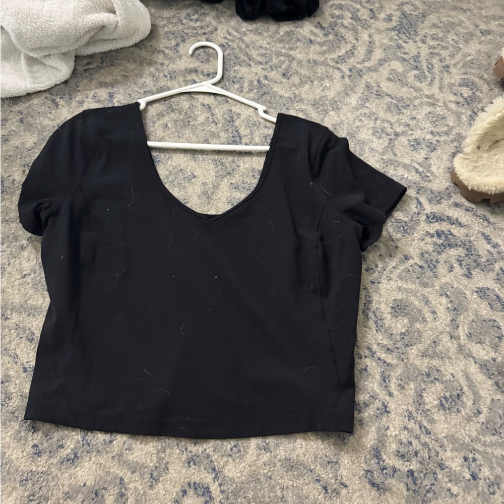Lululemon Athletica Black Crop Top Cut Out Style